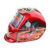 Giantree 溶接ヘルメット、鎖skullSolar電源溶接ヘルメット自動暗化フード、Mig Tigアーク溶接機マスクブルーイーグルデザイン
