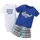 笑え熊 乳幼児 夏Tシャツ クジラプリントTシャツ+チェックプリントズボン+クジラアルファベット3点セット カジュアル 人気 普段着 キッズ おしゃれ
