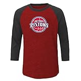 NBA Detroit Pistons子チーム3 / 4 Sleeve Slub Jersey Crew Tee、M、Redヘザー/ Chafe