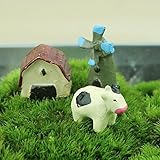 Generic Miniatures Cow Animal Crafts Fairy Garden Mini Gnomes Moss Terrarium Resin Crafts Decoration