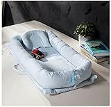 ベッドインベッド　添い寝ベッド おむつ換え　ベビーベッド　ベッドガード　枕付き (ブルー)