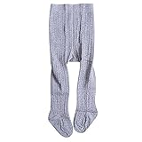 (ラランドリー) laraandlory 新生児 赤ちゃん 子ども 女の子 下着 ケーブル柄 ベビータイツ ストッキング ストライプ 秋冬 0-4歳 (グレー, 18/20)