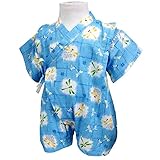 ベビーボーイズ[くろわっさんす べべ]男の子|男児用とんぼ柄甚平ロンパースタイプ(日本製生地使用)コットン|綿100％|新生児 80 サックス