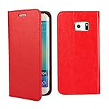 Golikef Samsung Galaxy S6 Edge ケース カバー バンパー 手帳型 高級 本革 レザー 色鮮やか レトロ な book case 型 柔らかいシリコンTPUラバーカバー ス