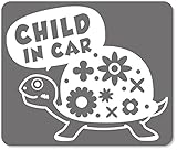 imoninn CHILD in car ステッカー　【マグネットタイプ】　No.53　カメさん　（シルバーメタリック）