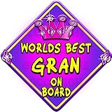 Non personalised WORLDS BEST GRAN JEWEL novelty baby on board car window sign. by Just The Occasion