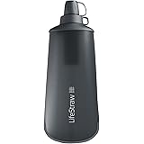 LifeStraw Peak Series Collapsible Squeeze Water Bottle, Dark Grey, 1 Litre Capacity