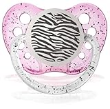 Personalized Pacifiers Zebra Print Glitter Pink Baby Pacifier Paci Binky by Personalized Pacifiers [