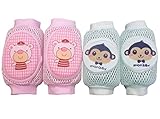 ベビー キッズ 子供 用 膝 サポーター 2個入り×2セット フリーサイズ クッション 入り 赤ちゃん 幼児 ひざあて 安全用品 (ピンク・グリーン)