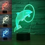 3dイルカ魚ナイトライトテーブルデスクOptical Illusionランプ7色変更ライトLEDテーブルランプXmasホームLove Brithday子供キッズ装飾おもちゃギフト