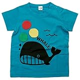 《初夏盛夏対応》 CHEEK ROOM(チイクルーム)  製品洗い加工済み42/2天竺くじら半袖Tシャツ 95cm/BL NO.B-470141
