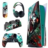 PlayVital ps5コンソール本体（ディスクバージョン）に対応用ステッカーシール、ps5コントローラー＆ヘッドセット＆リモコン&充電ステーションに対応するステッカービニールシール【怒りゾンビ】