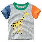 （ワボーズ）Waboats キッズ 子供 幼児服 綿 半袖Tシャツ ボーイズ 夏 Tシャツ 漫画プリント キリン 120