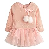 Domybestドレススカート ニットスカート ワンピース 女の子 0-2歳 レース 長袖 花刺繍 2色 パフォーマンス 発表会 結婚式 入園式 花嫁介添人 演奏会 卒業式 七五三