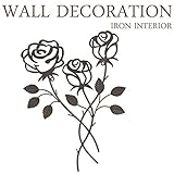 アイアン壁飾り ウォールデコレーション 壁掛け インテリア ローズ 薔薇 ウォールオーナメント アートパネル インテリア雑貨 ディスプレイ 玄関 レトロ アンティーク おしゃれ