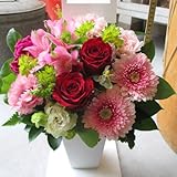 TVチャンピオン出場【今旬フラワーアレンジメント3,700円 ヨーロピアン 赤・ピンク系】誕生日 花　誕生日 プレゼント 女性 フラワーアレンジメント 開業開店祝い 花 劇場 楽屋花 ギフト お見舞い