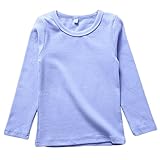 [KISBINI] 子供服 Tシャツ インナー 女の子 長袖 ガールズ キッズ カットソー トップス 下着 ラウンドネック 無地 丸首 男の子 コットン 部屋着 綿 キャンディーカラー 110 パープル