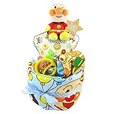 おむつケーキ アンパンマン 2段 出産祝い ベビーギフト タオル スタイ タンバリン ぬいぐるみ バルーン anpanman9