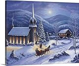 John Zaccheoプレミアムシックラップキャンバス壁アート印刷題名Moonlight In Vermont 20" x 16" 2002621_24_20x16_none