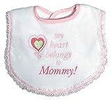 Dee Givens & Co-Raindrops 6238 My Heart Belongs to Mommy Girl Small Bib - Pink