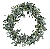 18インチGlitteredクリスマスヤドリギWreath withホワイトBerries On A Twigベース – 人工Mistletoe Holiday Wreath