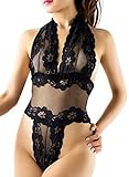 過激なシースルーレオタード風 ランジェリーセット オリジナルセクシーショーツ付きモデル (ブラック)