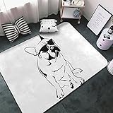 フレンチブルドッグ 犬柄 カーペット 長方形 ラグマット ラグ 絨毯 人気 夏用 防ダニ 抗菌 防音 防臭 ふわっと手触り おしゃれ 優しいフランネルラグ 床暖房対応 洗える 滑り止め付 アニメ グッズ キャラクター プレゼント 100 × 150 cm f45