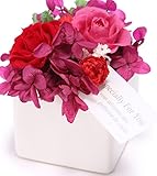JewelzGift（ジュエルズギフト） プリザーブドフラワー 陶器ケース入り ギフト アレンジ 「ずっと綺麗なお花」 【全3色】 レッド