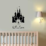 Personalized Disney城名前壁ステッカーミッキーマウスカスタムビニールデカールホームキッズボーイズベビールームのクラシック漫画アートデコレーション、装飾mmc2