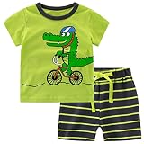 Ckupai子供服 幼児服 キッズ服 パジャマスーツ 綿 半袖Tシャツ 半ズボン上下セット 恐竜 2-8歳 110 cm