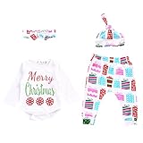 Lovoski 衣装セット　ヘッドバンド　　帽子　　ロンパー　　パンツ　　赤ちゃん　女の子　クリスマス　XMAS 　4枚　　普段着　全4サイズ - 4個のクリスマスセット, 18〜24ヶ月
