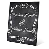結婚発表withスクロール境界線ホワイトchalkboard-lookカスタマイズ可能な壁アートプリント 20x24 CUSTWED001MTL20x24