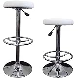 2脚セット アメリカンダイナーバーチェア レザーラウンドバースツール ホワイト(白) 昇降機能付き 38.5cm丸座面 WST-3800BT-WH