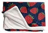 ひざ掛け ハーフケット ひざかけ 裏ボア ブランケット 肩掛け　ウオームケット　ショルダーケット　ベビーカー　暖か掛け物　オムツ替えシート　内祝い　出産祝い　ギフト　ベビー (イチゴ柄)