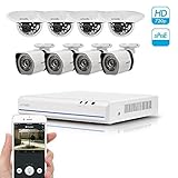 Zmodo 8CH Smart PoE Surveillance Camera System 4 x720P Outdoor + 4 x720P Indoor Dome Security Camera