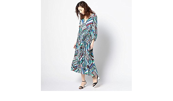 Amazon Co Jp ローズバッド Rose Bud Hlaada For Rose Bud ジオメトリック柄ワンピース Blue Mid F 服 ファッション小物