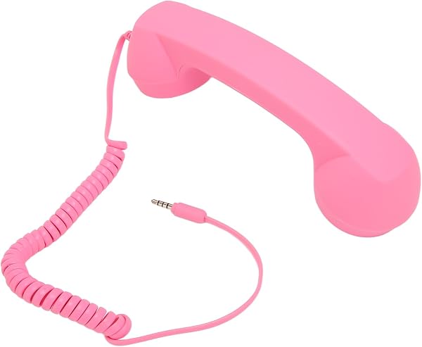スマートフォン用 受話器 ハンドセット レトロ 3.5mmプラグ スマートフォン/パソコンに接続 調整可能な音量 (ピンク) - 1