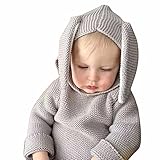 AMIGOYO ベビー服 子供服 セーター 女の子 男の子 ニットウェア 長袖 フード付き ウサギ耳付き トップス アウター 上着 可愛い おしゃれ