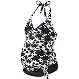 【Ani Mam Kids】レディース 大きめ 水着マタニティ スイムウェア タンキニ おしゃれ 妊婦用 セパレート モノトーン 花柄 デザイン M～5XL サイズが豊富！(4XL)