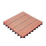 ウッドパネル ウッドタイル ウッドデッキ 人工木 27枚セット 樹脂 ベランダタイル ジョイントパネル 木製タイル (タイプB・ナチュラルレッド)