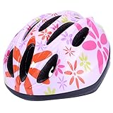 キッズヘルメット ヘルメット 子供用　5-18歳向け 自転車　48-58cmダイヤル調整 ジュニア 自転車用品 軽量 通勤通学　サイクリング スケートボード用 ピンク＆花2