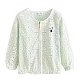 Plus Nao(プラスナオ) ジップアップジャケット ノーカラージャケット カーディガン 羽織り 子供服 トップス ライトアウター 春 長袖 レース 130 ライトグリーン