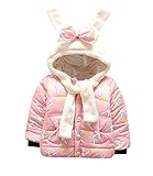 cm-trading 子供 服 ベビー服 アウター コート 女の子 赤ちゃん 新生児 服 ボタン ジャケット 長耳の兎 マフラー付く アウターウェア 蝶結び ダウンジャケット中綿コート フード付き 防