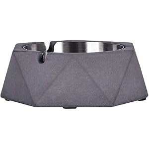 灰皿 おしゃれ 卓上 はいざら 大容量 ステンレス セメント製 タバコ固定 滑り止め付き 室内 卓上 屋外 防風 防臭…