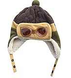 Plus Nao(プラスナオ) 帽子 耳当て付き 裏地ボア 子供帽子 子供用帽子 ぼうし フリース 冬用 暖かい あったかい 防寒対策 パイロット ゴー - ブラウン