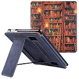 キンドルオアシスのEreaderケース(7インチ9Thジェネレーションと10th世代) - Puレザー保護カバーハンドストラップ付き、ライブラリ、キンドルオアシス9Th