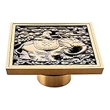 取り外し可能なカバー付きシャワー床排水口キッチン洗面所ガレージと地下室のための4"黄銅素材,Elephent