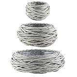 Syndicate Sales Willow Bowl, Peeled Whitewash, Set of 3 (5", 10", and 14")