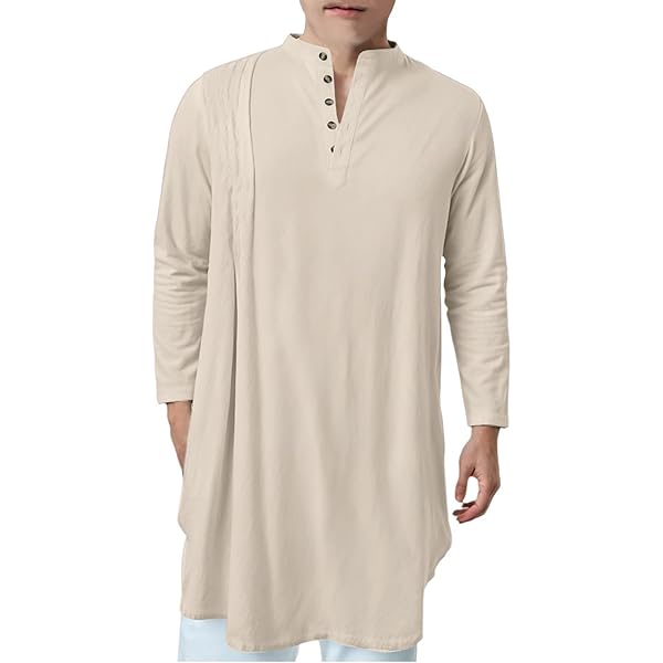 Amazon | [Joielmal] トーブ 服 メンズ ヘンリーネック 民族衣装