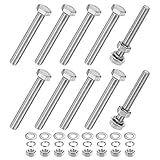 M METERXITY 10セット 六角ボルト M10 ボルト M10×80mm ナット ロックワッシャー 平座金 ステンレス 六角頭ネジ 全ねじ 耐久性 防錆 産業 部品 機械 シルバー